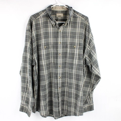 Khaki's by Arrow Gray and Beige Plaid Button-Down Men's Size 2XL