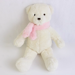 Brookstone NAP Teddy Bear White With Pink Scarf Plush 15 Inch