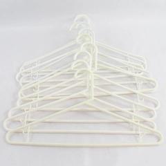 Lot of 10 Clothes Hangers Standard Size With Hooks White Plastic Tubular