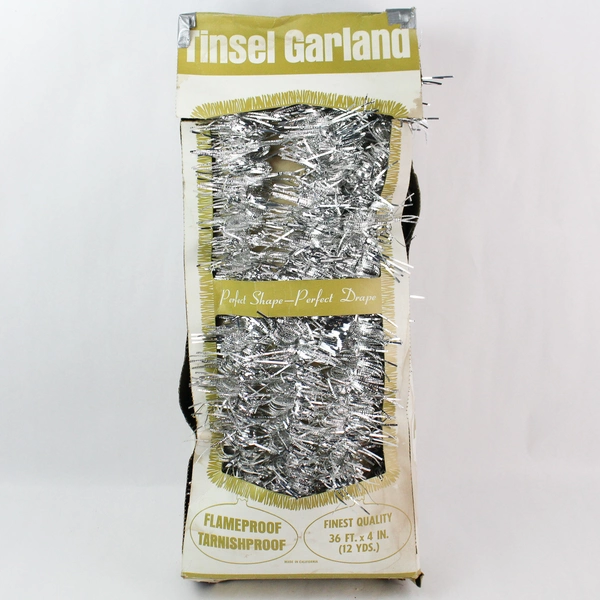 36ft Silver Tinsel Garland Flameproof & Tarnish Proof Holiday Decor
