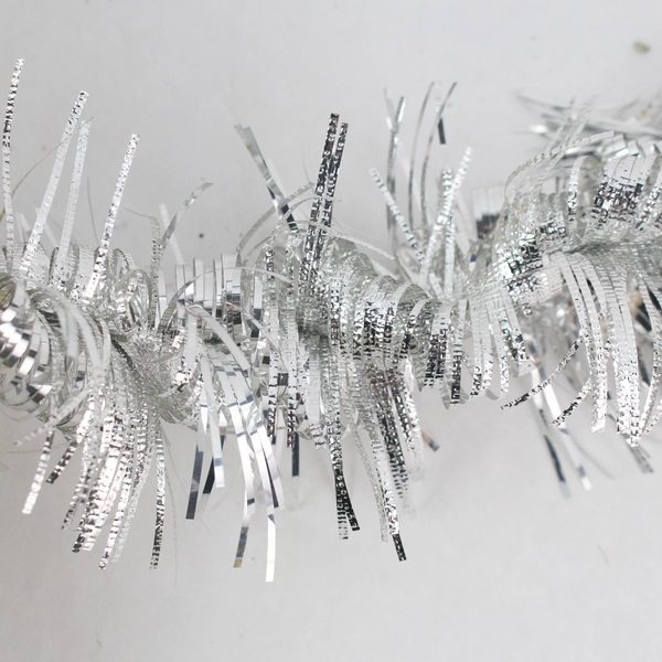 36ft Silver Tinsel Garland Flameproof & Tarnish Proof Holiday Decor