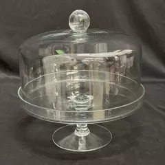 11 Inch Diameter Clear Glass Pedestal Cake Stand With Dome Lid