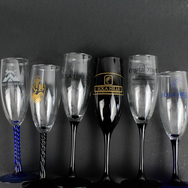 Mixed Lot of 6 Champagne Flute Glasses