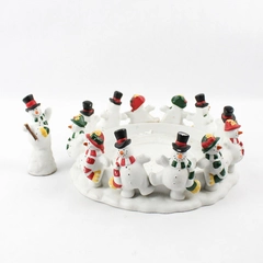 PartyLite Frolicking Frostys 3 Wick Candle Holder P7436 Winter Ceramic