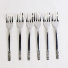 Lot Of 6 Unbranded Stainless Steel Japan Flatware Woven/Basketweave Salad Forks