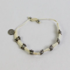 American Eagle Bracelet Woven Strand Off White Silver Tone