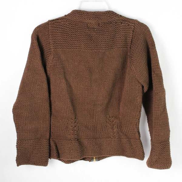 Rico Brown Full-Zip 100% Cotton Knit Cardigan Women's Size Small