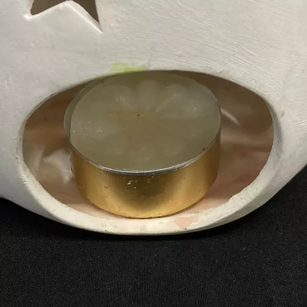 1999 Spooky Hollow Ghost Tealight Candle Holder Lantern with Moon & Star Cutouts