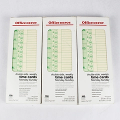 Lot of 3 Boxes Office Depot Double Sided Weekly Time Cards 100 Count