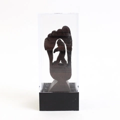 Hand Carved Wood Big Foot Sasquatch Souvenir Figure Encased In Plastic