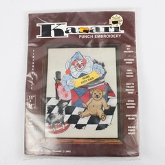 Vintage 1981 Kazari Punch Embroidery Kit Jack-In-The-Box Clown Toy Design