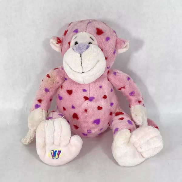 Ganz Webkinz Love Monkey 10" Plush Pink Hearts Pre-owned Collectible Toy