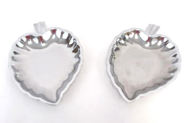 Lot of 3 Silver Tone Tin Metal Finger Bowls Apple Leaves Decorative Dish Holder