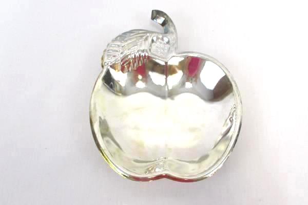 Lot of 3 Silver Tone Tin Metal Finger Bowls Apple Leaves Decorative Dish Holder