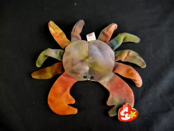 Ty Beanie Baby Claude the Crab 7.5" Beanbag Plush Orange Purple PVC Pellets 1996