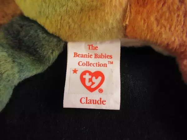 Ty Beanie Baby Claude the Crab 7.5" Beanbag Plush Orange Purple PVC Pellets 1996