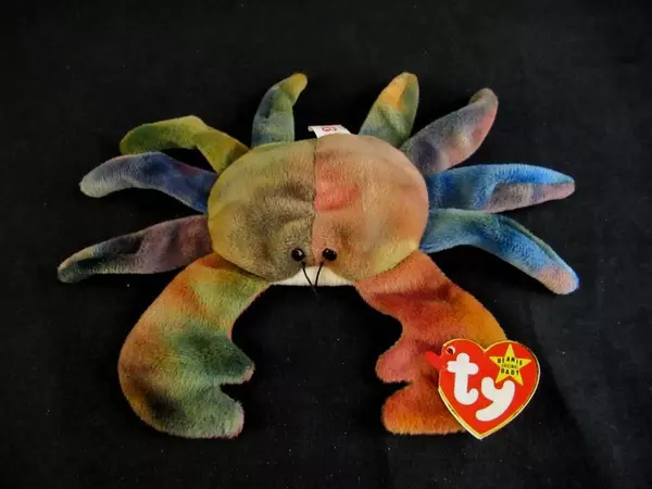 Ty Beanie Baby Claude the Crab 7.5" Beanbag Plush Blue Purple PVC Pellets 1996