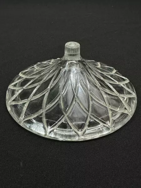 Vintage Glass Candy Dish with Lid Floral Pattern Ribbed Starburst Base 4" Tall