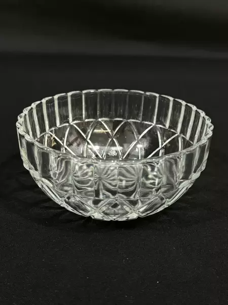 Vintage Glass Candy Dish with Lid Floral Pattern Ribbed Starburst Base 4" Tall