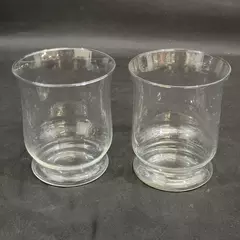 Lot of 2 Clear Wide Mouth Glass Vases 6" Tall And 4.75" Wide