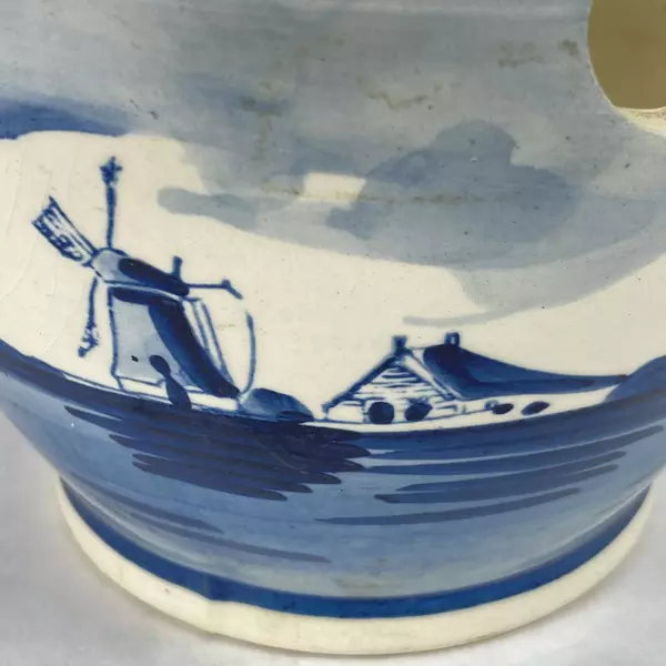 Vtg Delft Blauw Crocus Bowl Planter Vase Holland Windmill Sailboat Decor