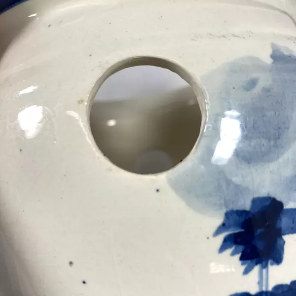 Vtg Delft Blauw Crocus Bowl Planter Vase Holland Windmill Sailboat Decor