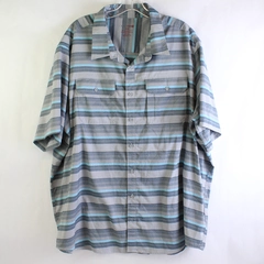 Swiss Tech Button Down Short Sleeve Shirt Men's 3XL 100% Stretch Stripe