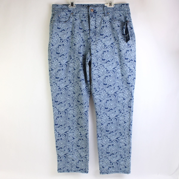 NWT Charter Club Paisley Lexington Straight Leg Denim Jeans Women's Size 14P