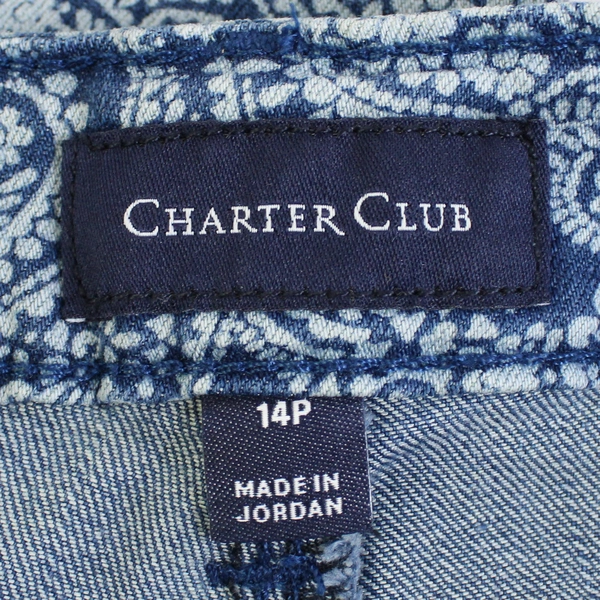NWT Charter Club Paisley Lexington Straight Leg Denim Jeans Women's Size 14P