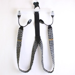 CAS Germany Men's Silk Suspenders Braces Blue Gold Green Red Geometric Print