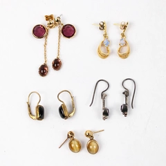 5 Vintage Pairs of Drop Dangle Earrings One Missing Backing