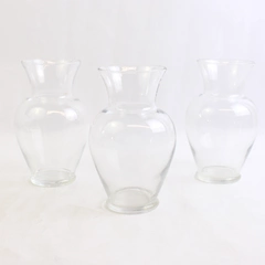 Set of 3 Clear Glass Bouquet Vases 7" Tall Unmarked Decorative Collectibles