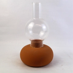 Vintage Bret Bortner Terracotta Votive Candle Holder Lantern Signed