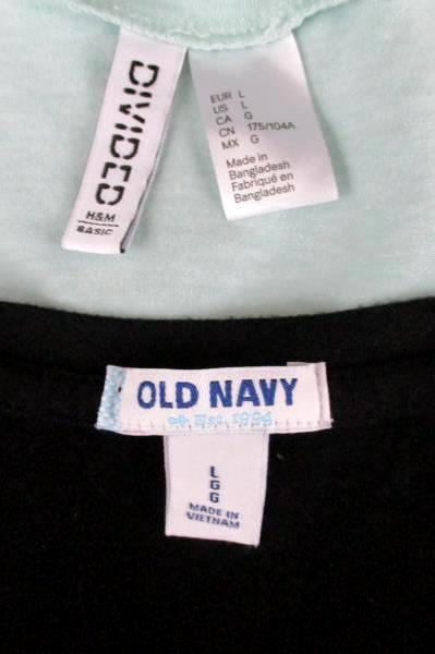 Lot of 2 Old Navy H&M Blue Black Short Sleeve Sleeveless Stretch Tops Women's L