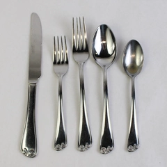 5 Piece Cambridge Anastasia Silverware Set Stainless Steel Fork Knife Spoon