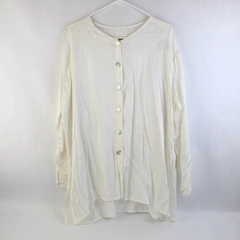 Flax By Jeanne Engelhart Women's White 100% Rayon Button Up Dress Shirt Size M