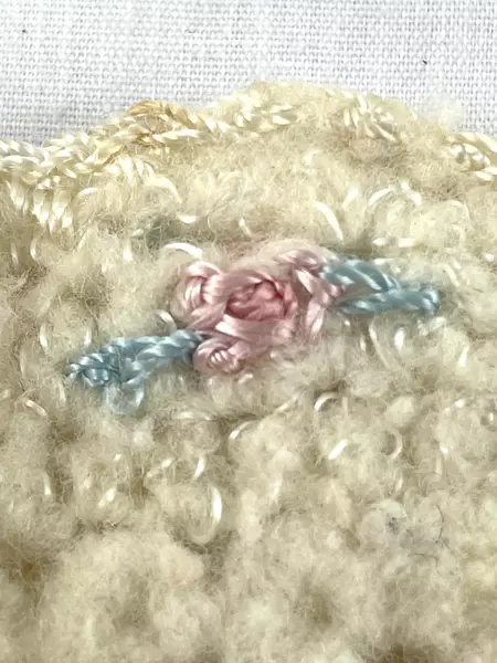 Vintage Hand Crocheted Baby Booties Cream Floral Trim Pre-Owned