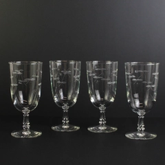 Set of 4 Libbey Rock Sharpe Pattern 3002-1 Etched Glass Iced Tea Glasses 