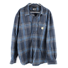 Carhartt Loose Fit Blue Plaid Button-Up Cotton Flannel Men's Size 2XL