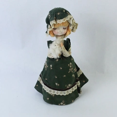 Vintage Senpo 13" Musical Rotating Doll Romance of Love Green Dress Japan