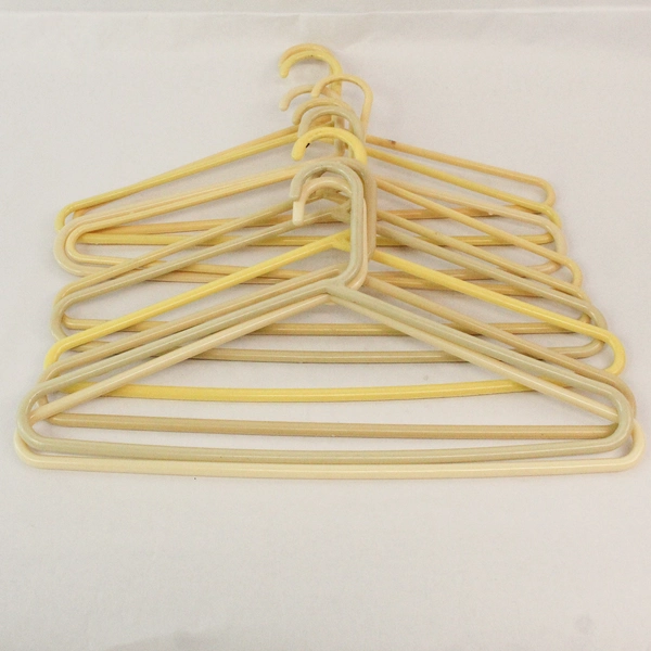 Lot of 10 Light Yellow Plastic Tubular Clothes Hangers Vintage Pre-Owned