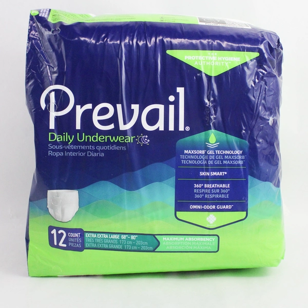 New Sealed Prevail Daily Underwear Extra Extra Large 68"-80" 12 Count