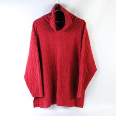 Style New York Women's Brick Red Cable Knit Turtleneck Sweater L