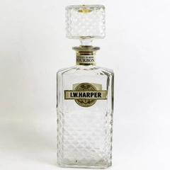 Vintage I.W. Harper Glass Decanter Whiskey Bottle w/ Original Cork Plug