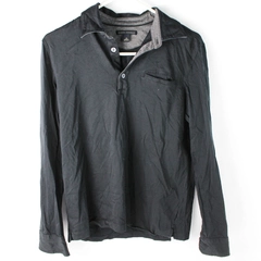 Banana Republic Polo Style Long Sleeve Shirt Black Men's Size M Pocket