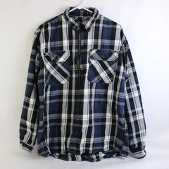 Five Brothers Blue Plaid 1/2-Zip Flannel Men's Size Large Flawed