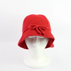 August Women's Red Cloche Hat with Bow Detail Wool Blend 9" Diameter
