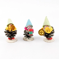 Lot of 3 Vintage Pine Cone Elf Figurines Christmas Ornaments