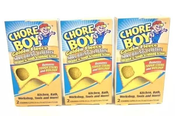 Lot of 3 Chore Boy Golden Fleece Scrubbing Cloths Yellow Red Kitchen Bathroom