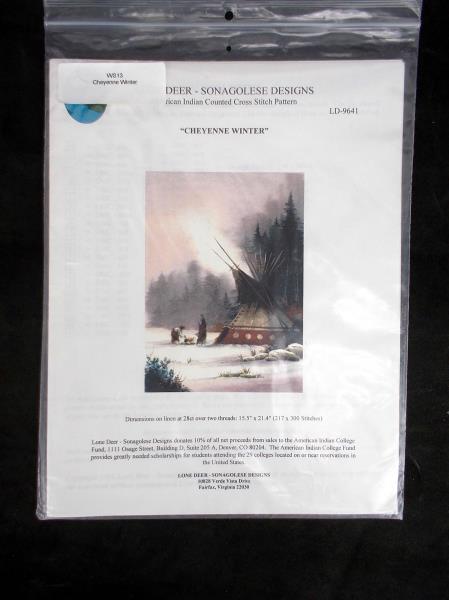 LONE DEER Sonagolese Design American Indian Cross Stitch CHEYENNE WINTER LD-9641